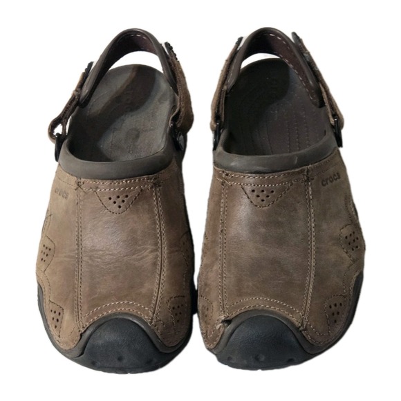 CROCS Other - Crocs Swiftwater Tan Leather Slingback Slip-On Clog Shoes Men’s 7.5 8